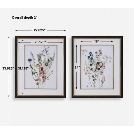 Floral Watercolor Style Art Prints (2) | Uttermost Delicate Flowers