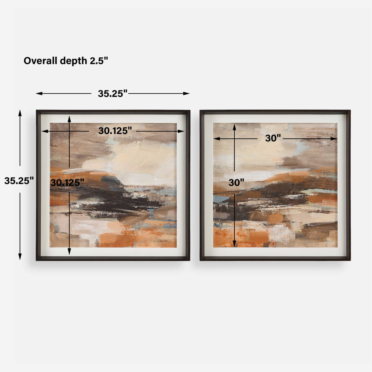 Brown Shades Abstract Art Prints (2) | Uttermost Cinnamon Shore