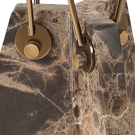 Modern European furniture - Brown Marble Geometric Accent Table - www.oroa.com