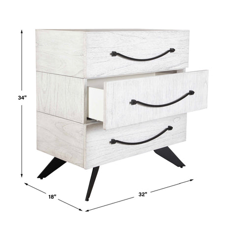 White Wooden 3-Drawer Chest by Uttermost Vivi, alternate view 9
