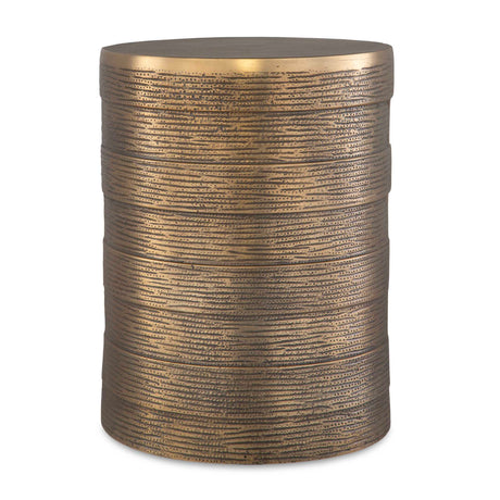 Modern European furniture - Cylindrical Antique Brass Side Table - www.oroa.com