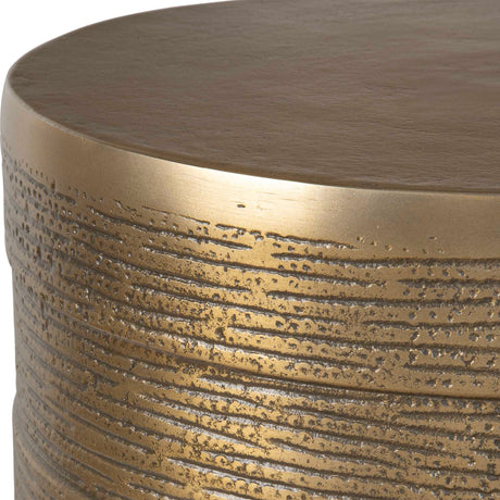 Modern European furniture - Cylindrical Antique Brass Side Table - www.oroa.com