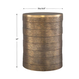 Modern European furniture - Cylindrical Antique Brass Side Table - www.oroa.com