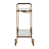 Modern European furniture - Antique Brass Bar Cart - www.oroa.com