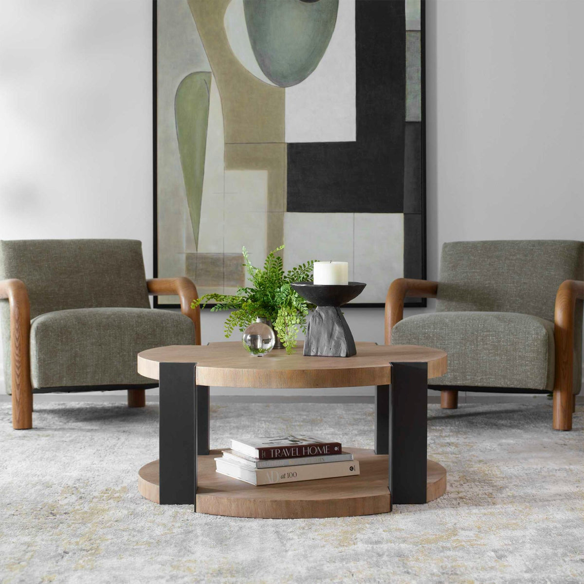 Round Natural Wood Coffee Table by Uttermost Loana, alternate view 2