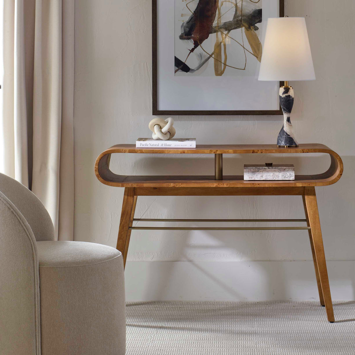 Modern European furniture - Burl Veneer Hollowed Console Table - www.oroa.com