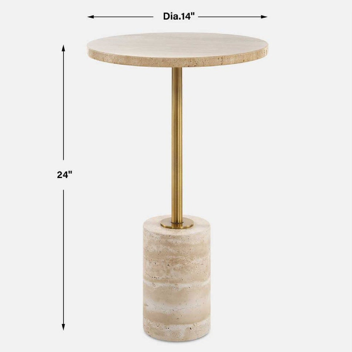 Travertine Round Accent Table by Uttermost Malya, alternate view 3