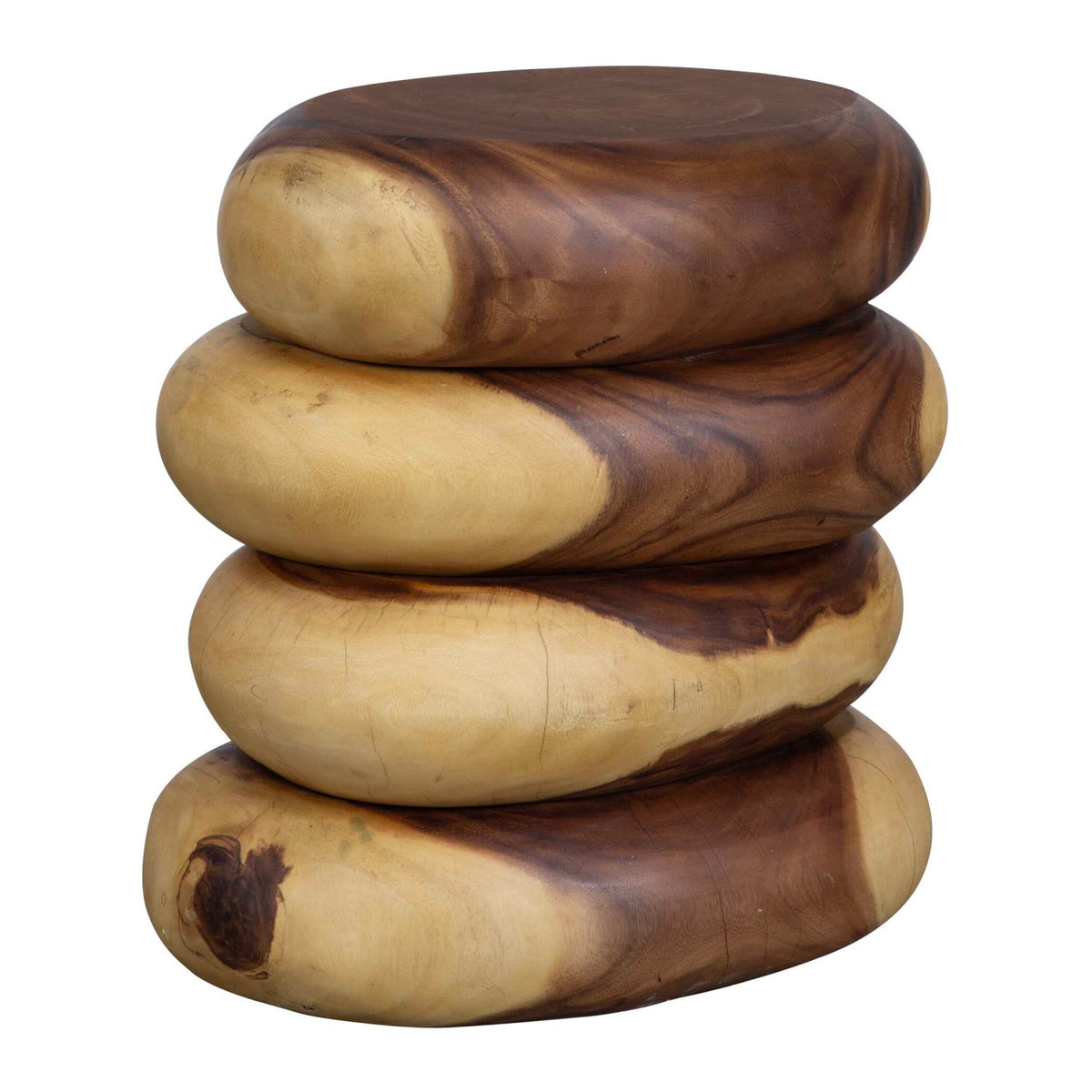 Modern European furniture - Stacked Suar Wood End Table - www.oroa.com