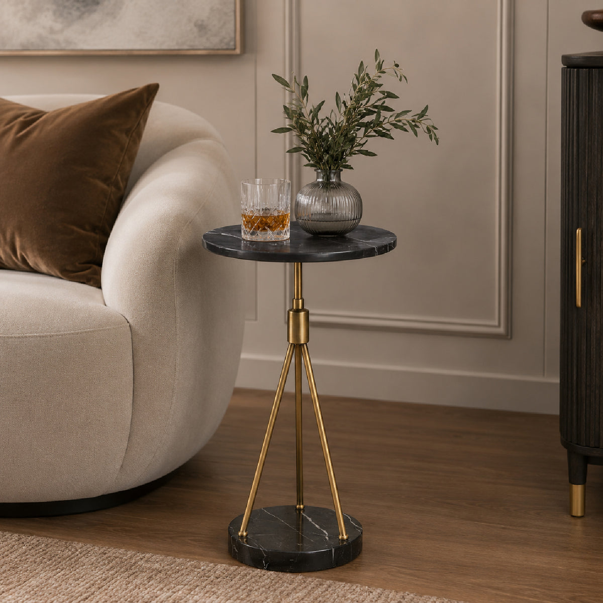 Modern European furniture - Black Marble Tripod Accent Table - www.oroa.com