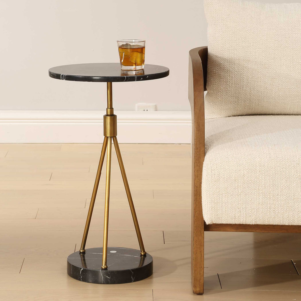Modern European furniture - Black Marble Tripod Accent Table - www.oroa.com