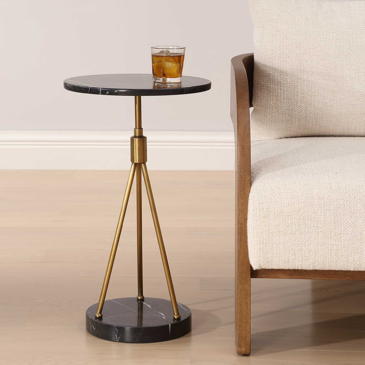 Modern European furniture - Black Marble Tripod Accent Table - www.oroa.com
