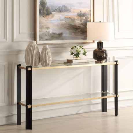 Modern European furniture - Iron Framed Glass Console Table - www.oroa.com