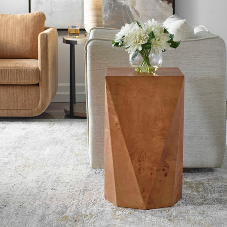 Modern European furniture - Faceted Poplar Burl Accent Table - www.oroa.com