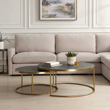 Gray Shagreen Nesting Coffee Tables (2) by Uttermost Aragon, alternate view 2
