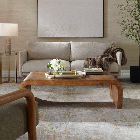 Burl Veneer Curved Coffee Table by Uttermost Carraway, alternate view 2