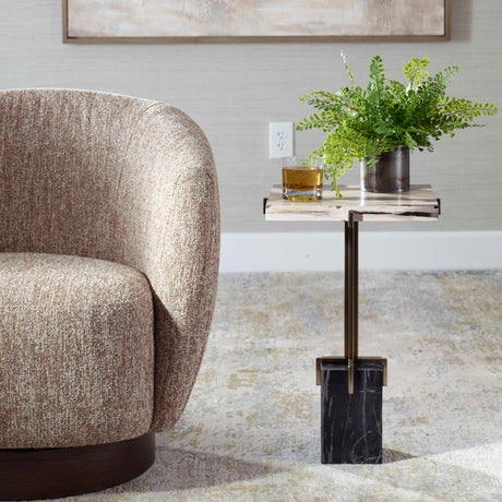 Square Petrified Wood Accent Table by Uttermost Rowman, alternate view 2