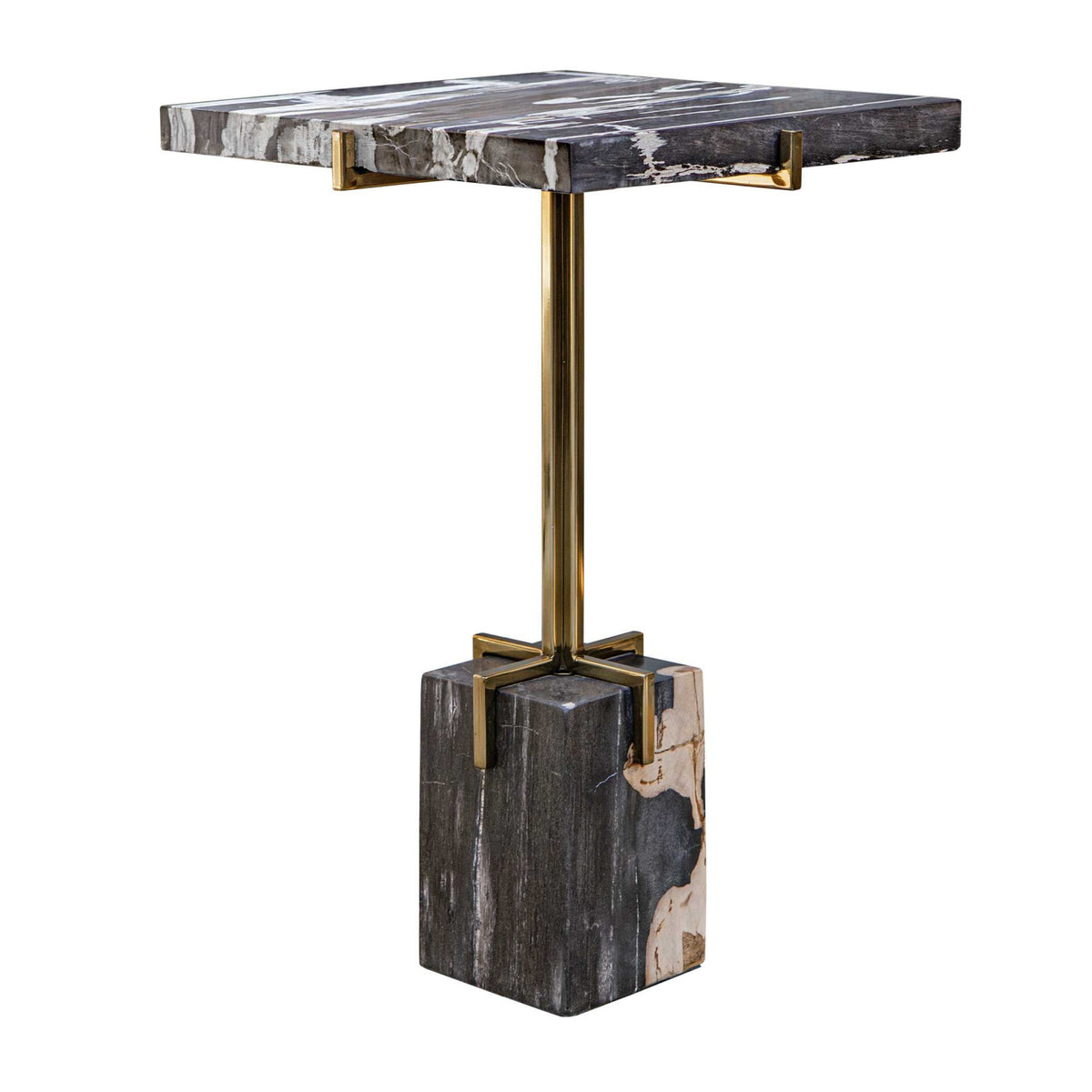 Square Petrified Wood Accent Table by Uttermost Rowman, alternate view 3
