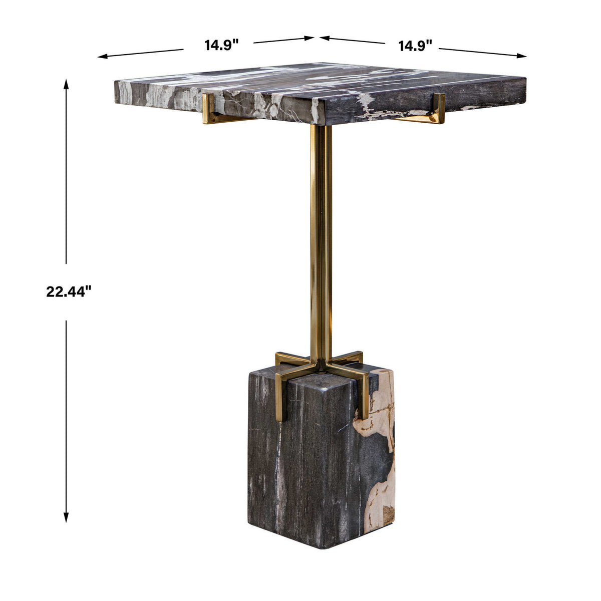 Square Petrified Wood Accent Table by Uttermost Rowman, alternate view 10