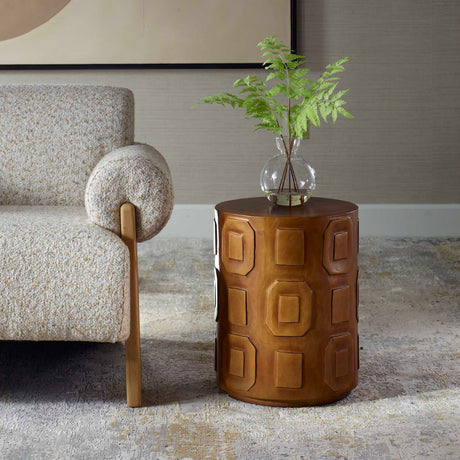 Modern European furniture - Cylindrical Suar Wood Accent Table - www.oroa.com