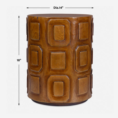 Modern European furniture - Cylindrical Suar Wood Accent Table - www.oroa.com