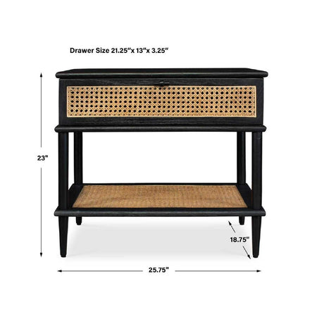 Modern European furniture - Rattan Cane 1-Drawer Side Table - www.oroa.com