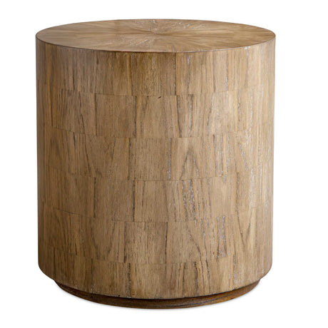 Modern European furniture - Mindi Wood Cylindrical Side Table - www.oroa.com