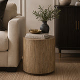 Modern European furniture - Mindi Wood Cylindrical Side Table - www.oroa.com