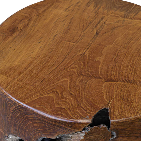 Modern European furniture - Spalted Teak Accent Stool - www.oroa.com