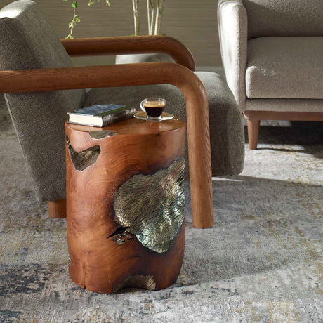 Modern European furniture - Spalted Teak Accent Stool - www.oroa.com