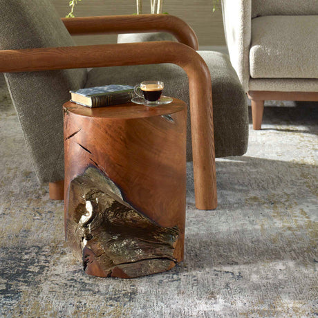 Modern European furniture - Spalted Teak Accent Stool - www.oroa.com