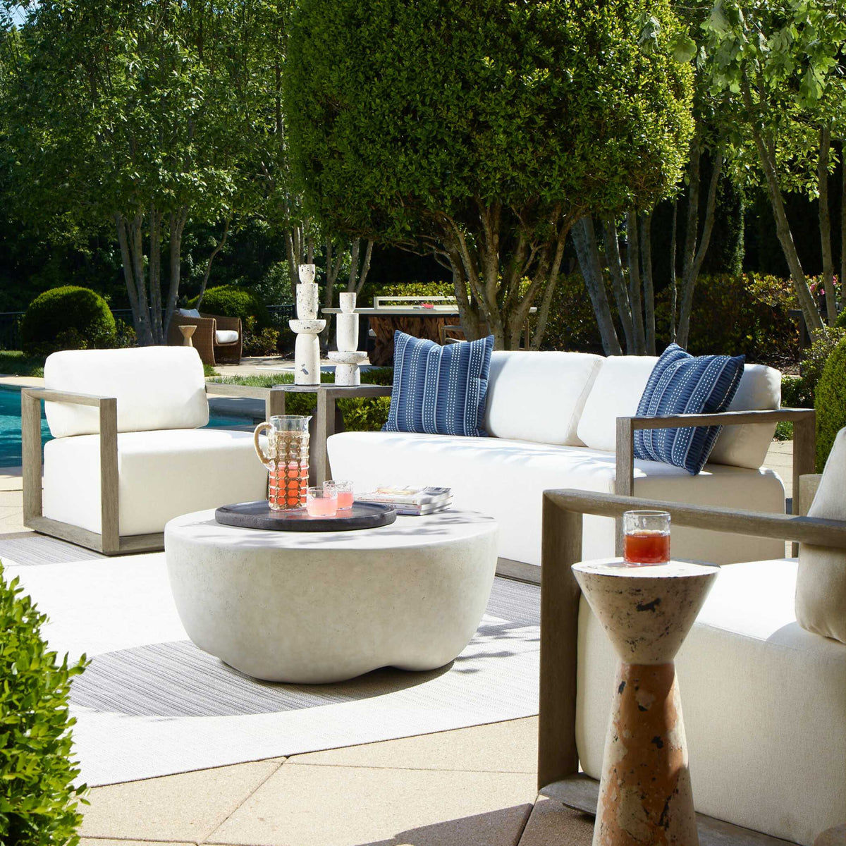 Modern European furniture - Cream Concrete Indoor/Outdoor Coffee Table - www.oroa.com