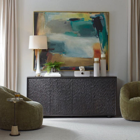 Black Chiseled 4-Door Cabinet by Uttermost Stevenson, alternate view 2