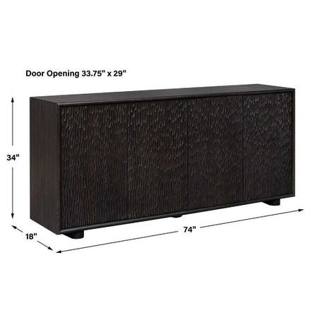 Black Chiseled 4-Door Cabinet by Uttermost Stevenson, alternate view 8