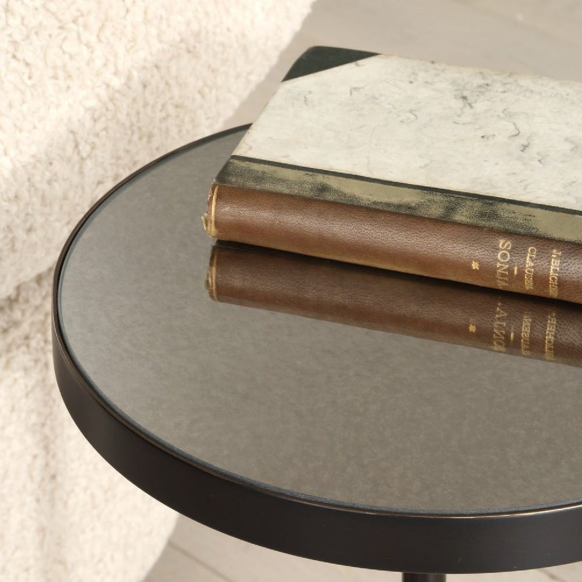 Modern European furniture - Round Mirrored Top Accent Table - www.oroa.com