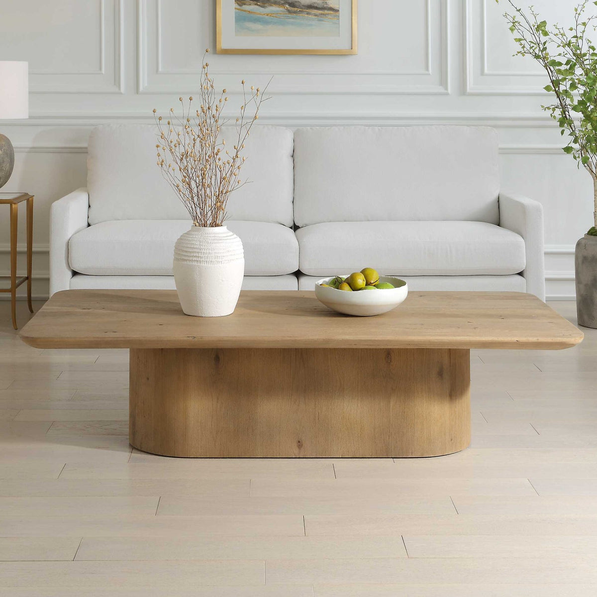 Solid Oak Minimalist Coffee Table by Uttermost Camerlin, alternate view 2