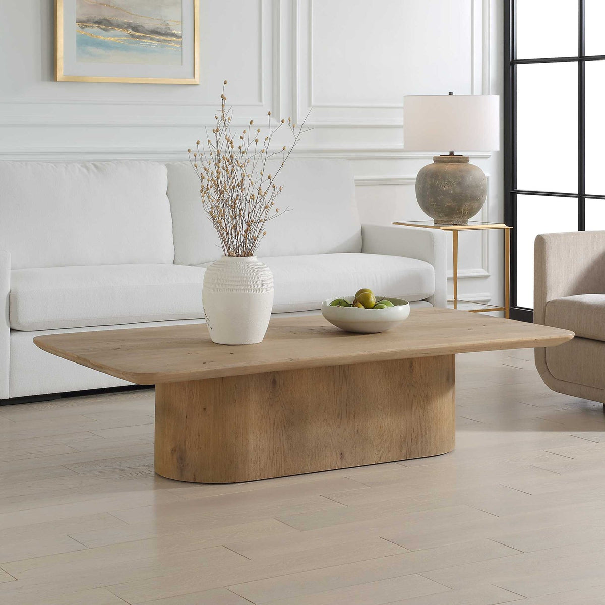 Solid Oak Minimalist Coffee Table by Uttermost Camerlin, alternate view 7
