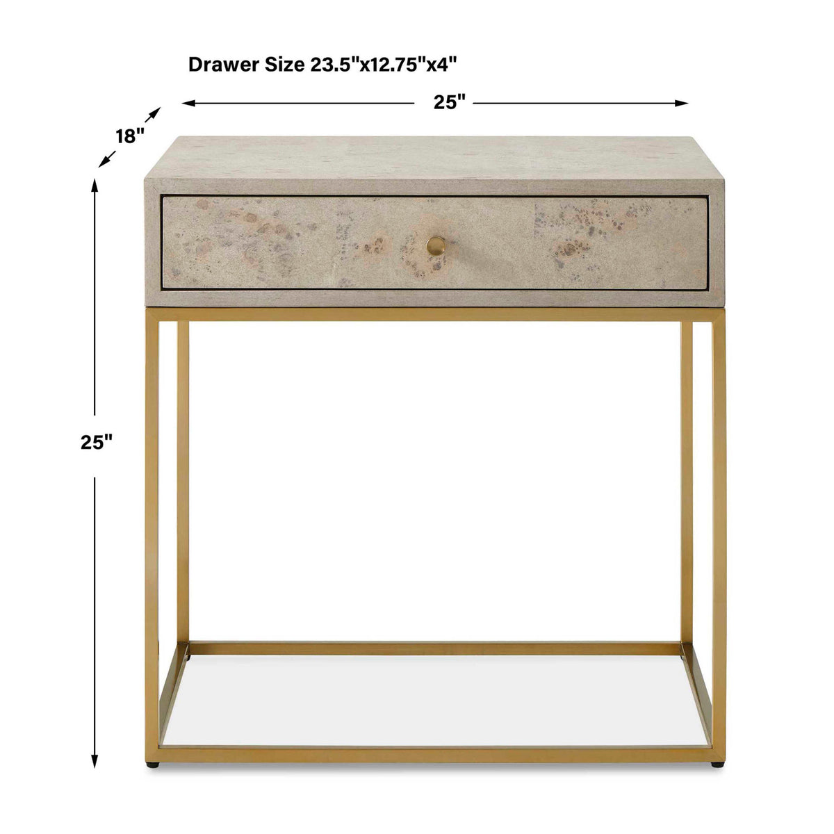 Maple Burl 1-Drawer Side Table by Uttermost Pembrook, alternate view 9