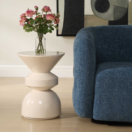Modern European furniture - High-Gloss Cream Accent Table - www.oroa.com