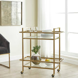 Modern European furniture - Brass Framed Glass Bar Cart - www.oroa.com