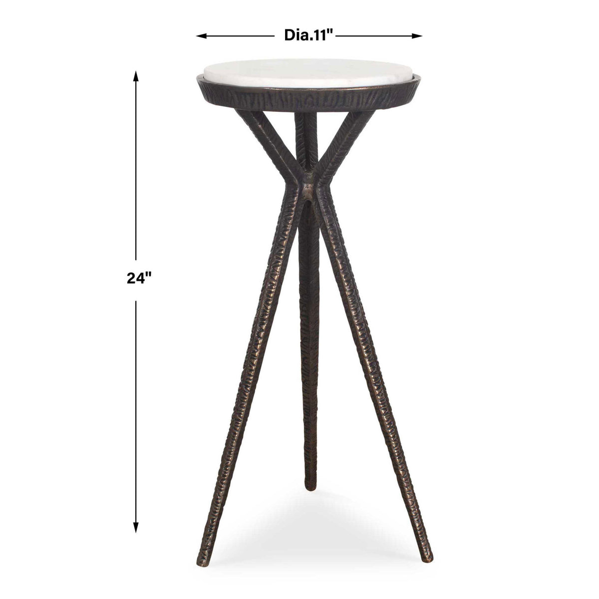 Modern European furniture - Chiseled Bronze Tripod Accent Table - www.oroa.com