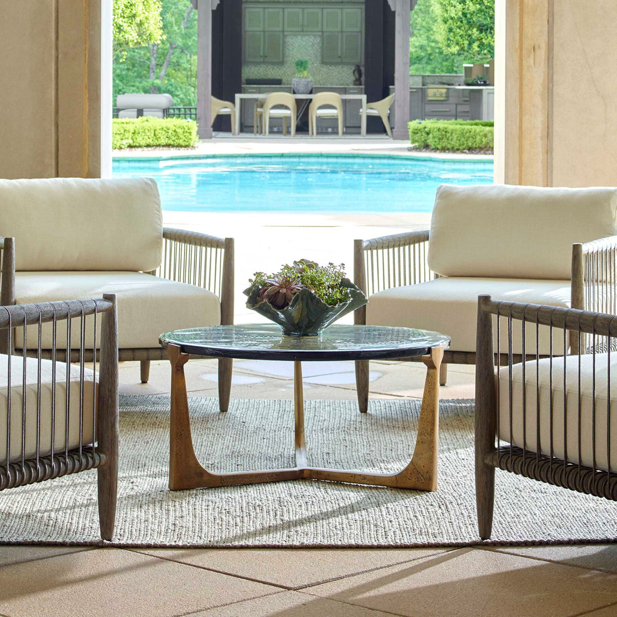 Modern European furniture - Round Cast Glass Indoor/Outdoor Coffee Table - www.oroa.com