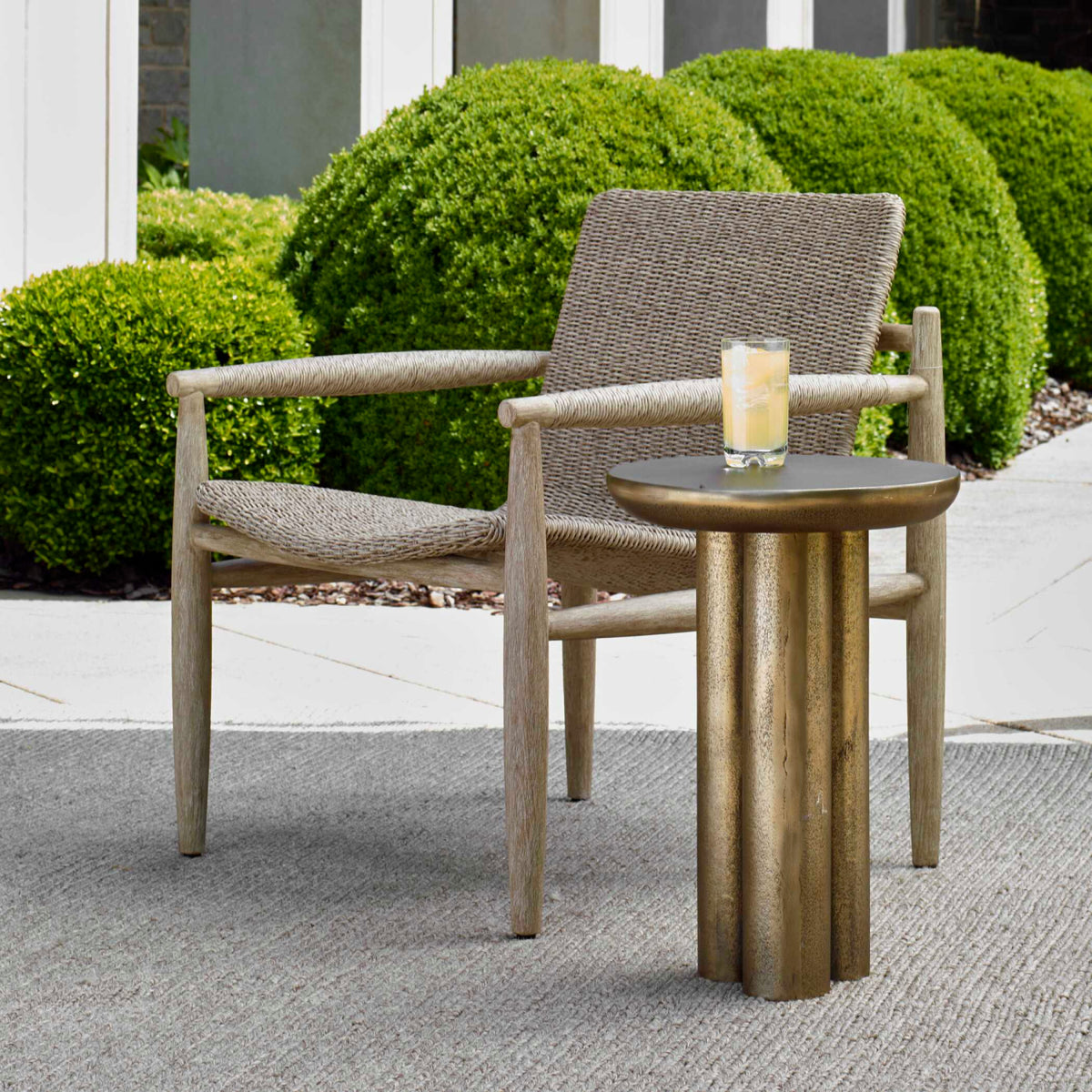 Modern European furniture - Antique Brass Indoor/Outdoor Accent Table - www.oroa.com