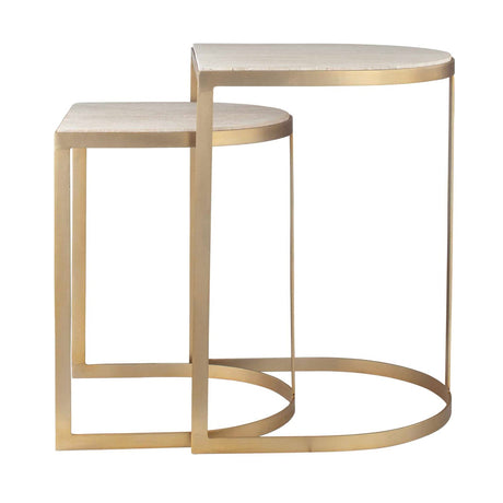 Gold Framed Travertine Nesting Table by Uttermost Lindon, alternate view 5