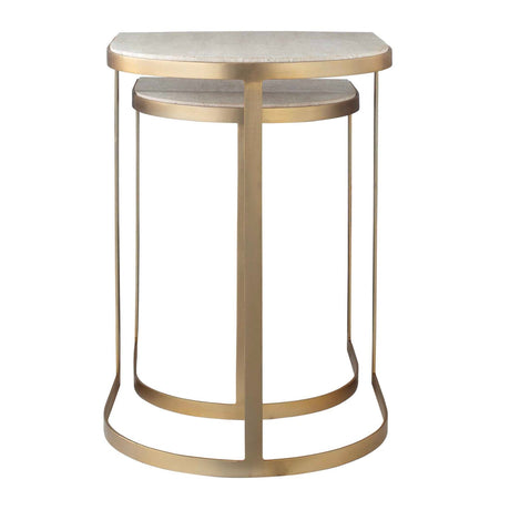 Gold Framed Travertine Nesting Table by Uttermost Lindon, alternate view 6