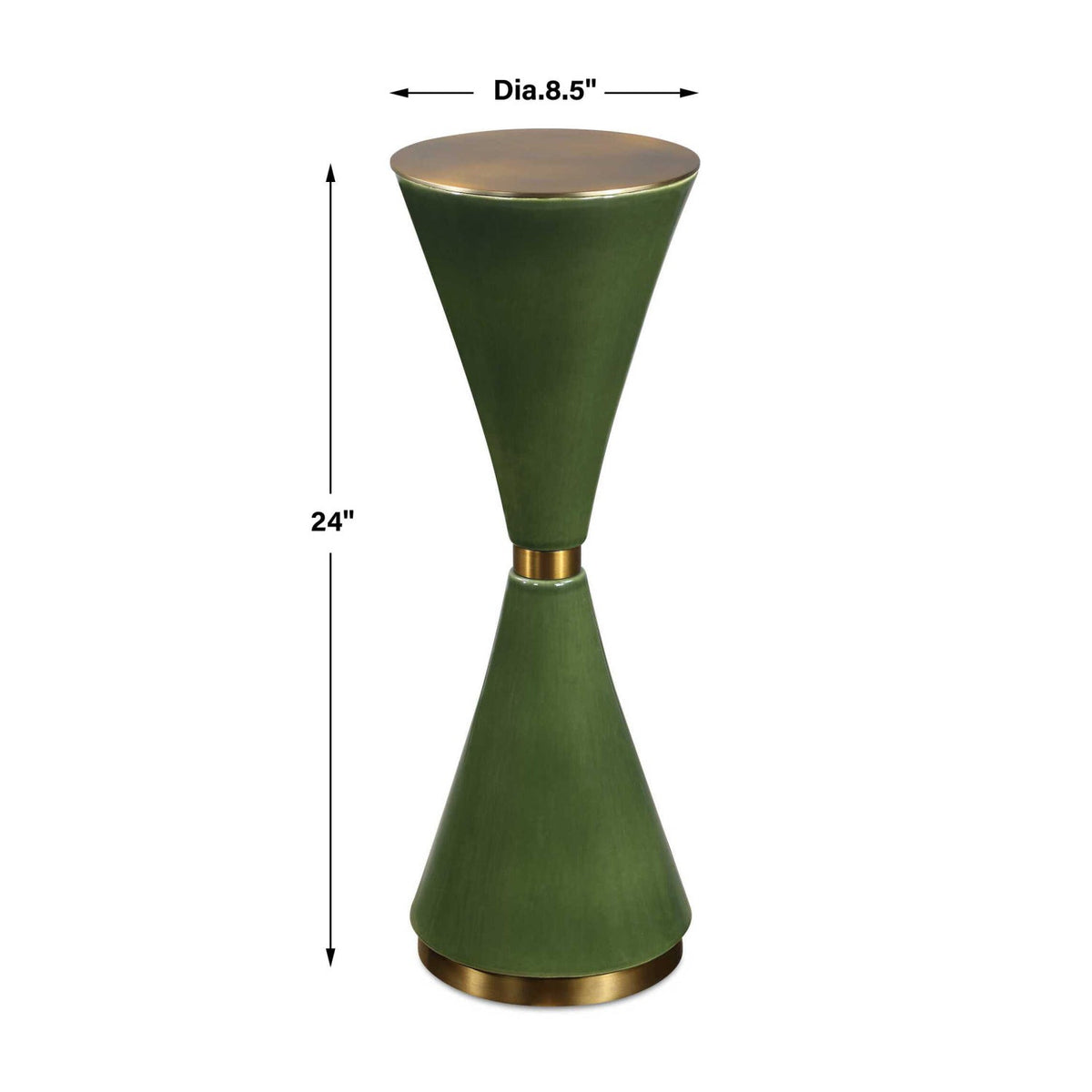 Green Ceramic Hourglass Drink Table by Uttermost Ronde, alternate view 5