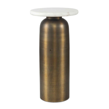Antique Brass Indoor/Outdoor Marble Side Table by Uttermost Reiss