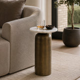 Antique Brass Indoor/Outdoor Marble Side Table by Uttermost Reiss, alternate view 2