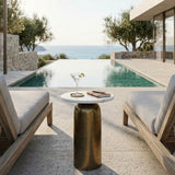 Antique Brass Indoor/Outdoor Marble Side Table by Uttermost Reiss, alternate view 6