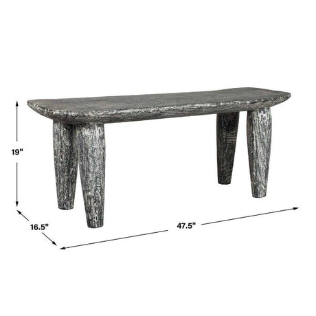 Hand-Carved Suar Wood Bench by Uttermost Fade to Black, alternate view 7