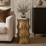 Modern European furniture - Aged Gold Wavy Accent Table - www.oroa.com
